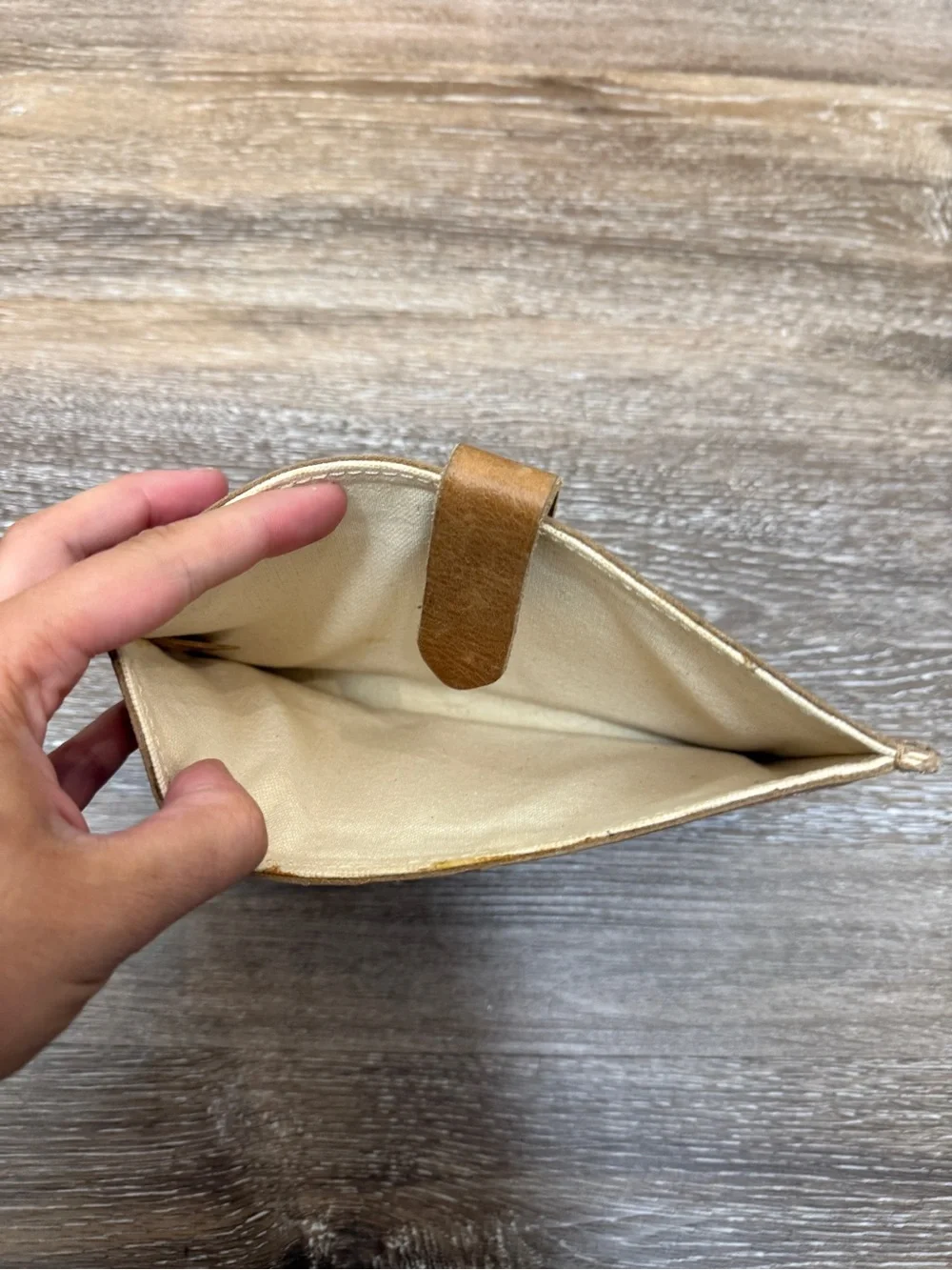 WILL Leather & Canvas Tan Stripe Pouch Wallet